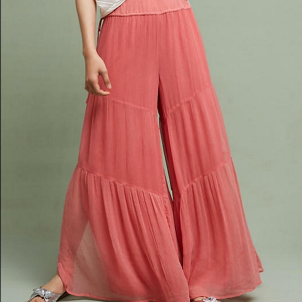 Anthropologie Chiffon Wide-Legs in Melon