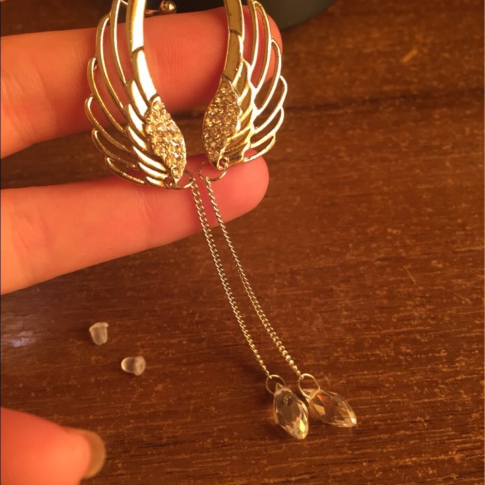 HOST PICK! Angel Wings Crystal Drop Ear Cuffs NWT - Picture 3 of 8