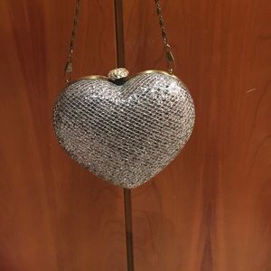 Silver heart evening bag