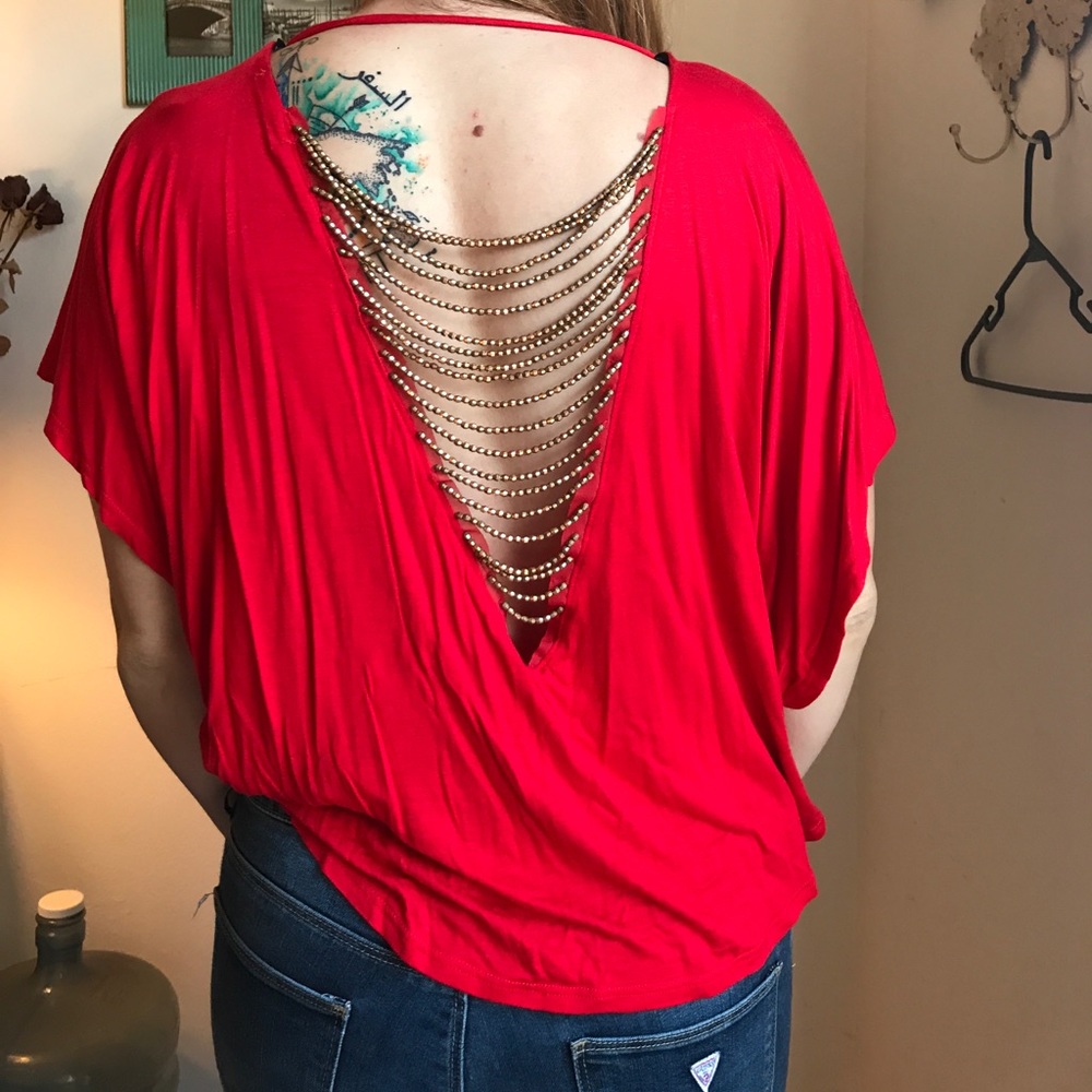 Papaya Red Top w/ Sexy back