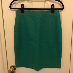 J. Crew wool pencil skirt in teal.
