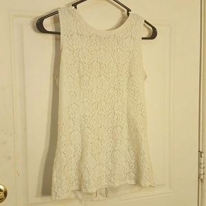 Cream Lace Banana Republic Peplum Zip Back Top