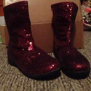 red sequined boots