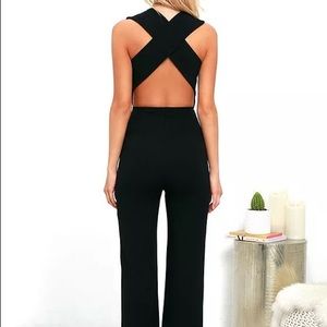 Lulus black backless jumpsuit
