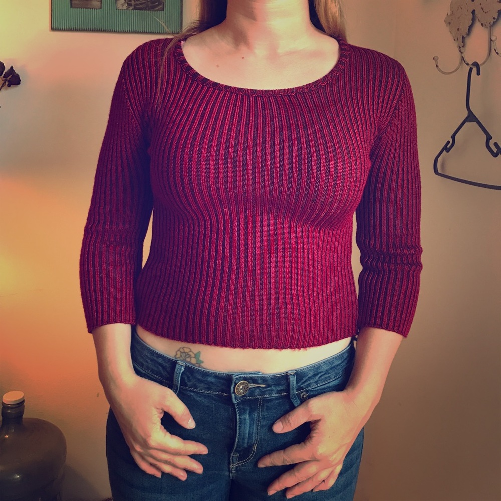 Blue Threads Red & Black Sweater - Medium