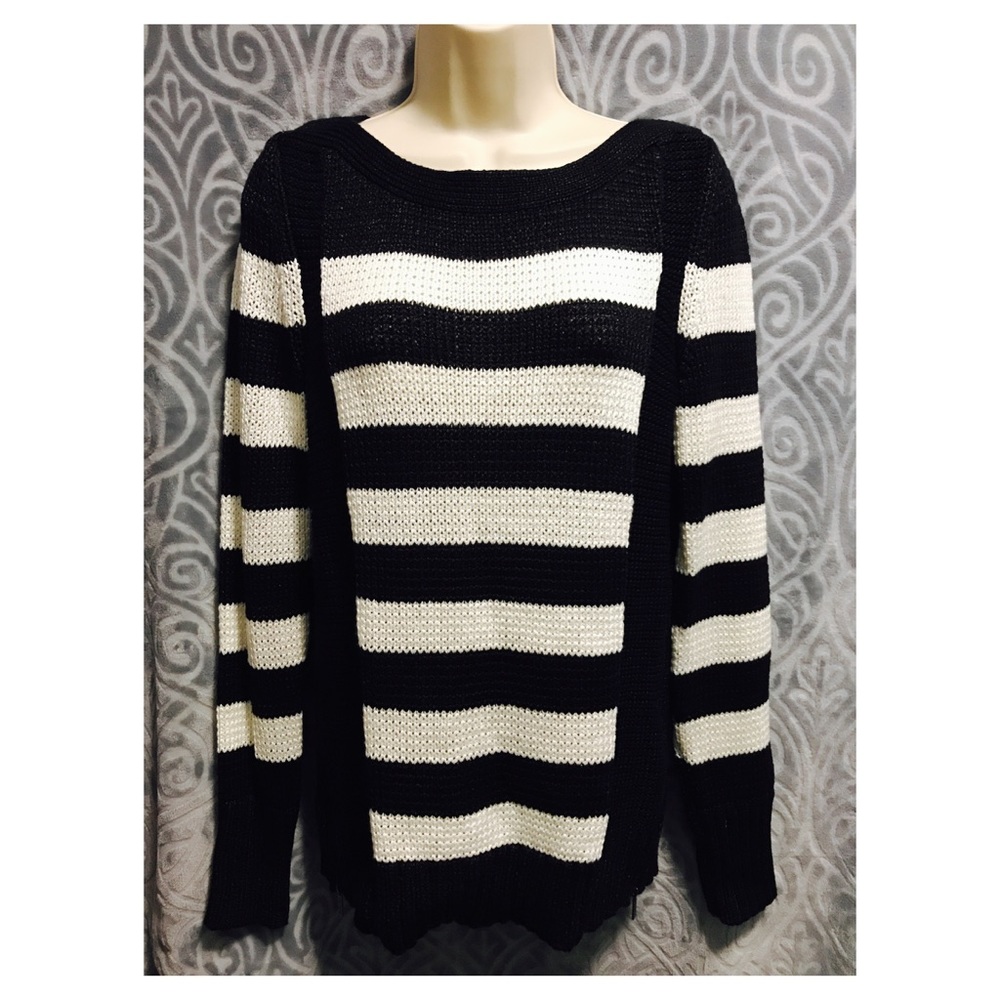 Calvin Klein black and white striped sweater