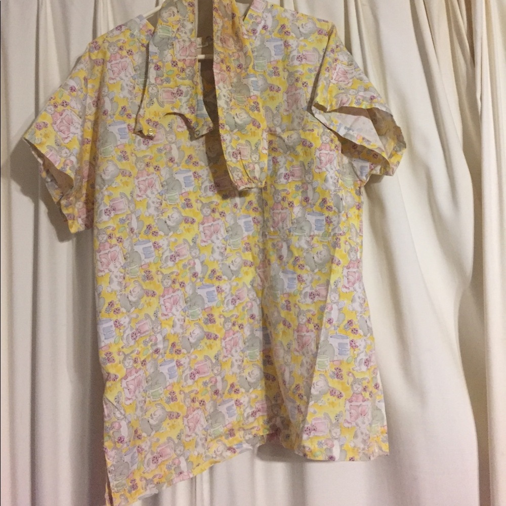 Easter bunny scrub top. One pocket.