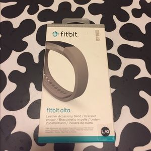Fitbit Alta Gray Leather Accessory Band Large