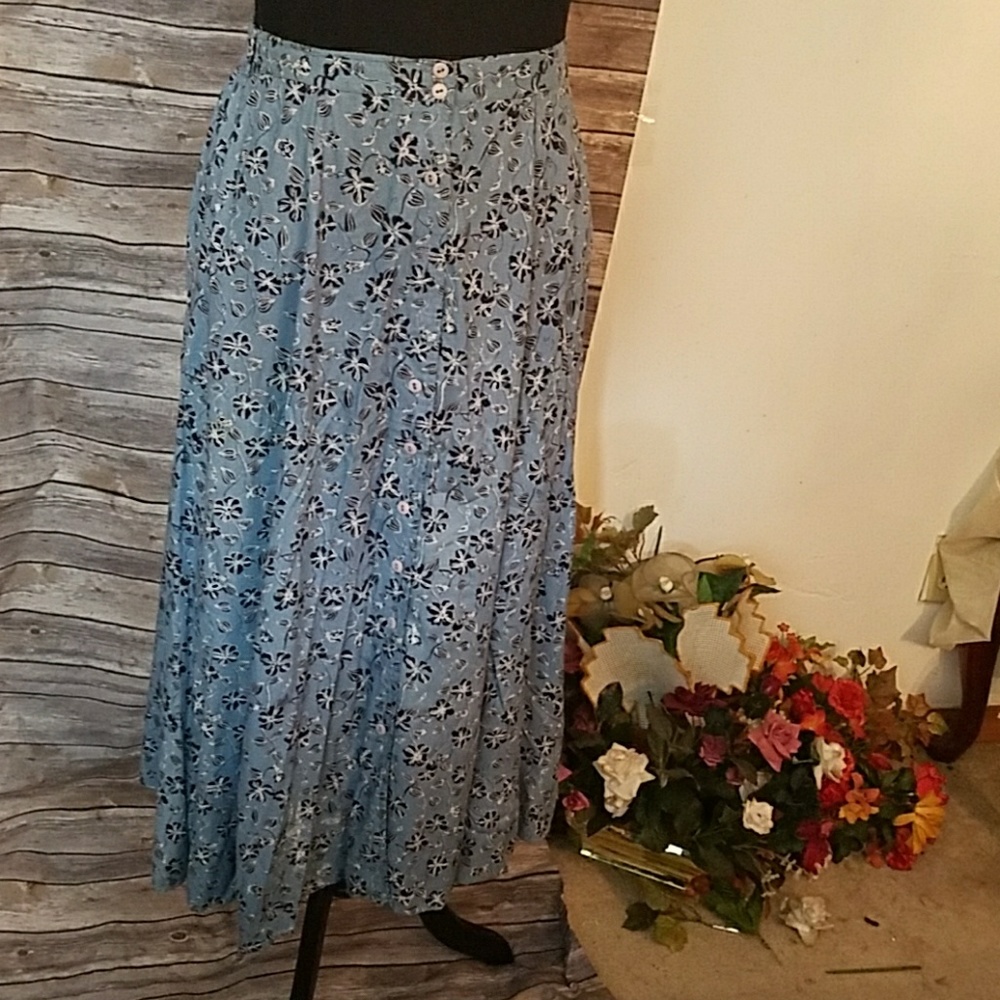 Pret'e Blue Floral Skirt