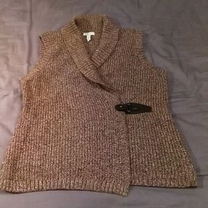 Charter Club gold fleck brown vest sweater