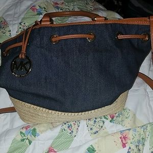 Michael kors demin/straw bag