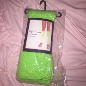 Neon green Ribbed leg warmers !