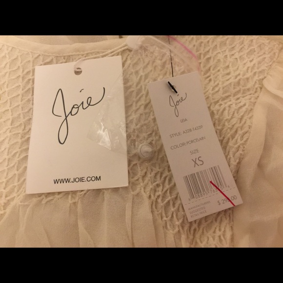 New! [Joie] Leia Diamond Embroidered Silk Blouse - Picture 3 of 5