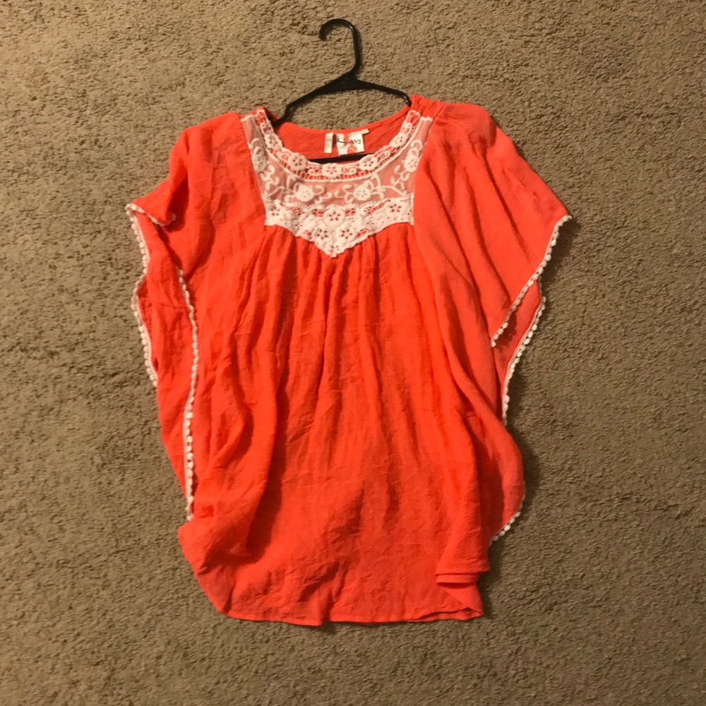Bright coral maternity top