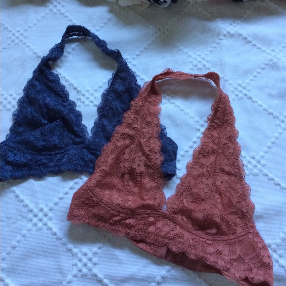 Two free people lace halter bralettes