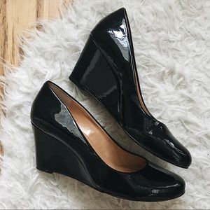 J Crew Factory "Sylvia" Patent Leather Wedges