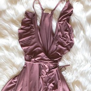 Mauve Racerback 🌸 Wrap Ruffle Dress