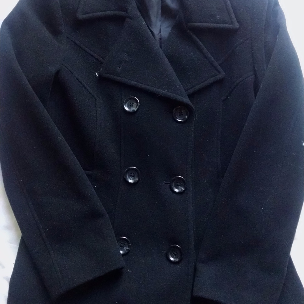 Jason Kole black wool pea coat