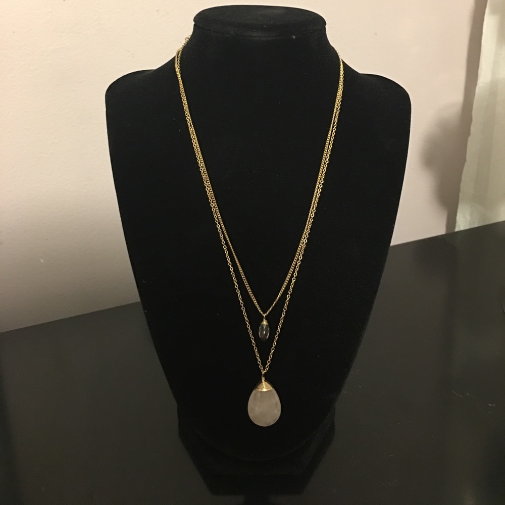Rose Quartz Gold Necklace Set
