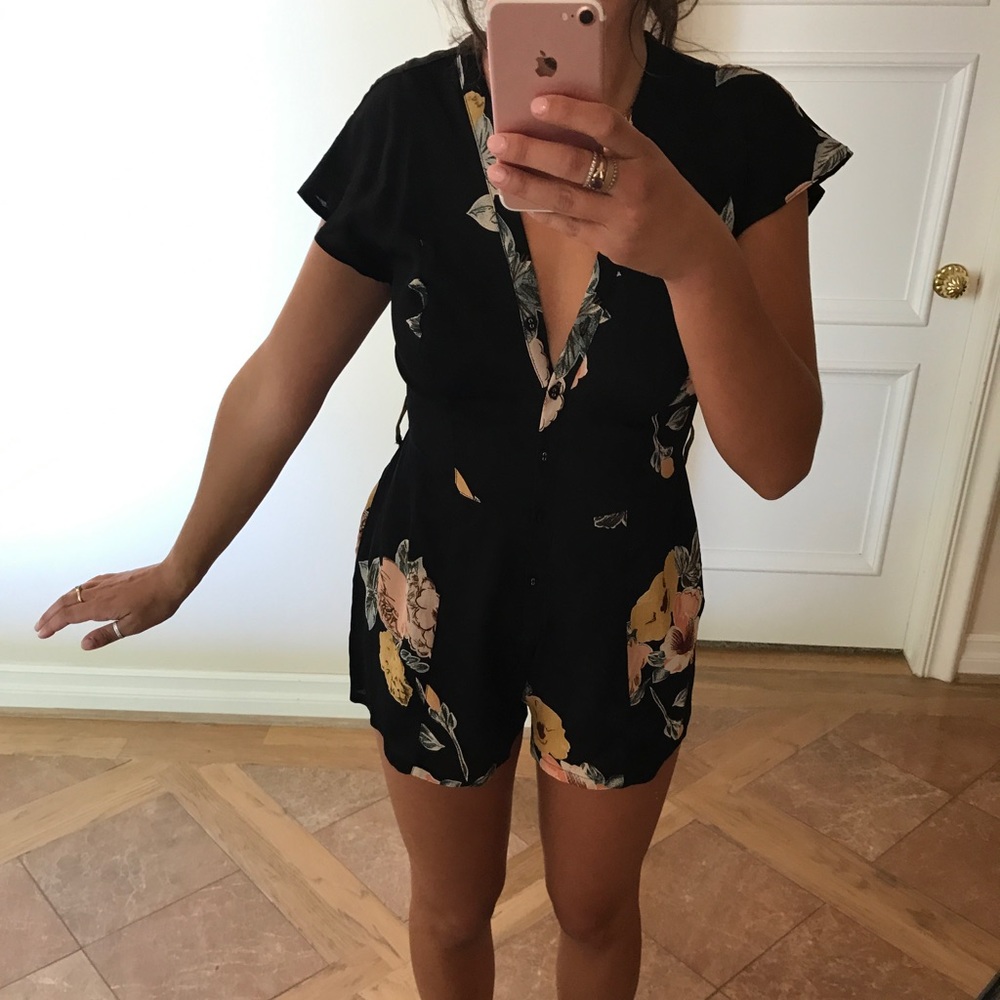 Floral button up romper