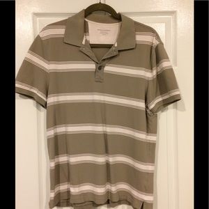 Gray/white striped polo
