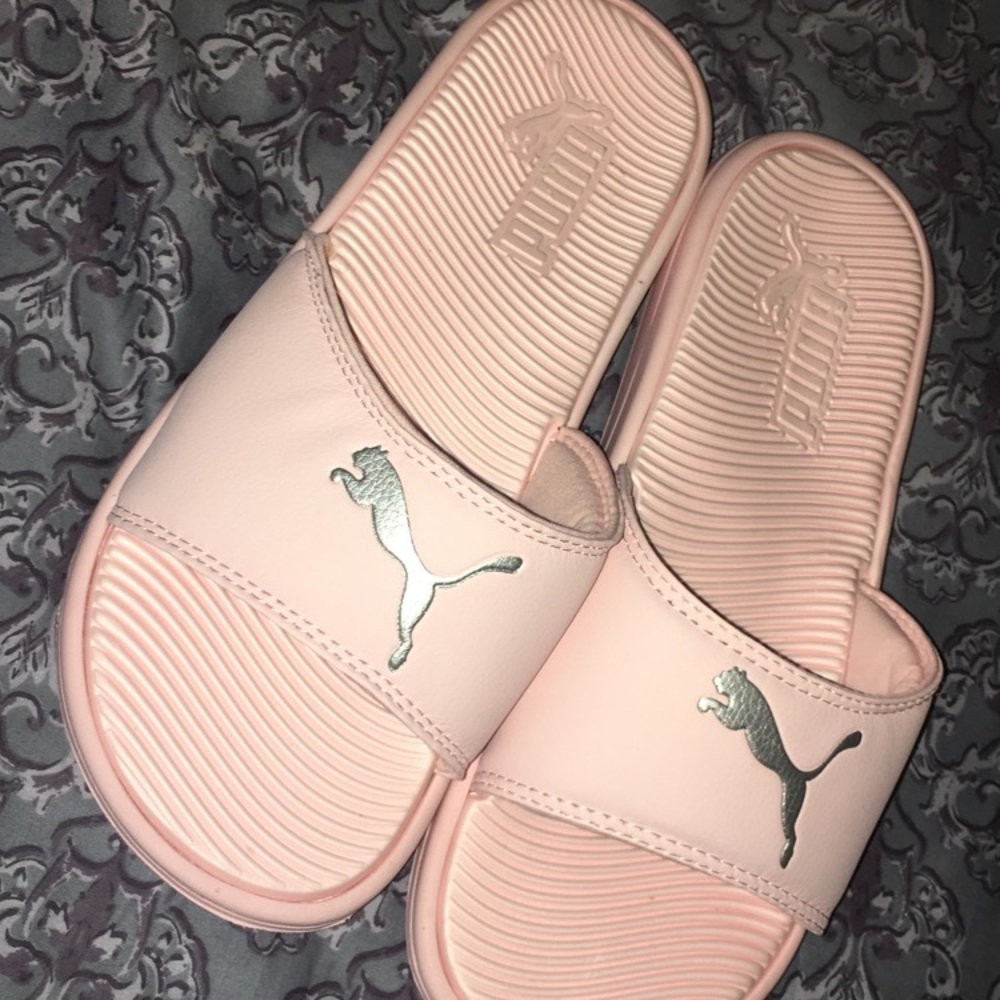 Light pink puma slides