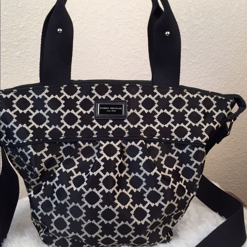 Tommy Hilfiger Black and White Handbag