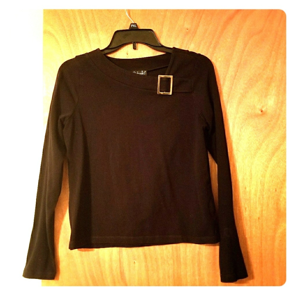 Dressy Black Top with Buckle, Medium