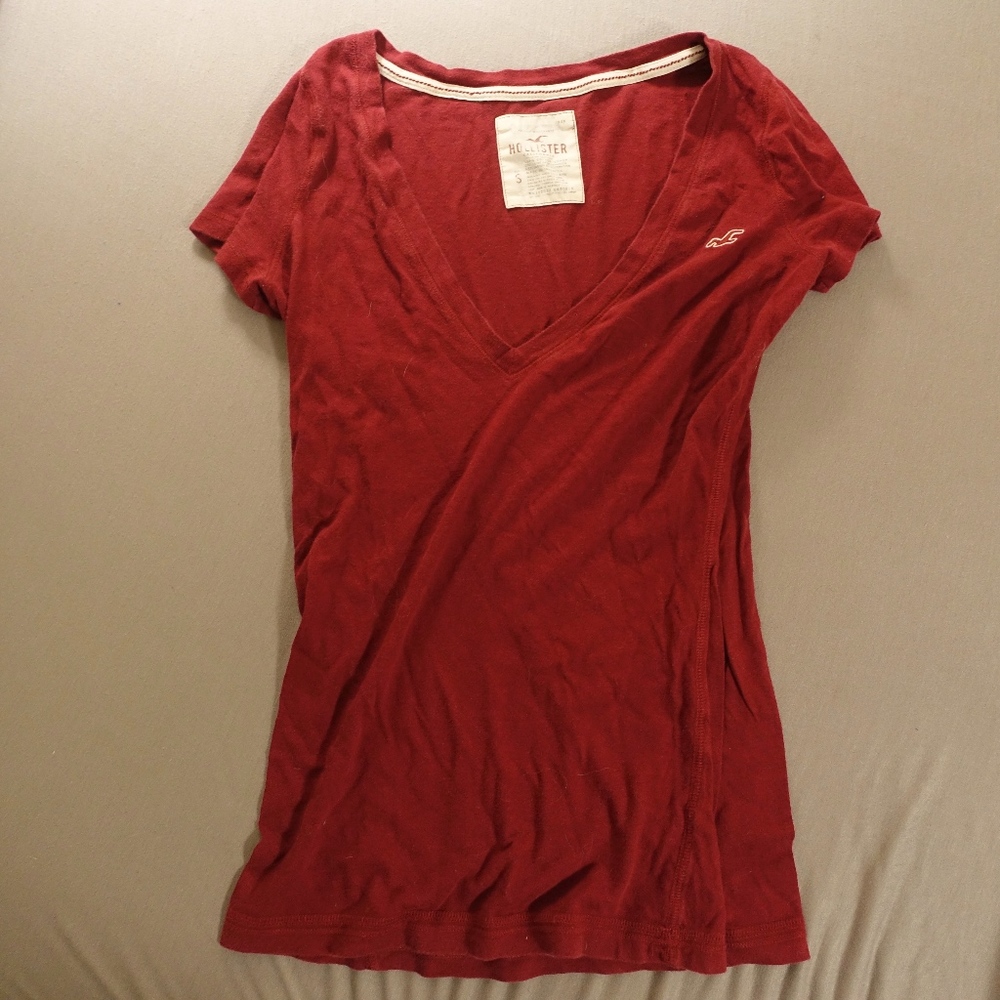 Hollister Red V Neck Shirt