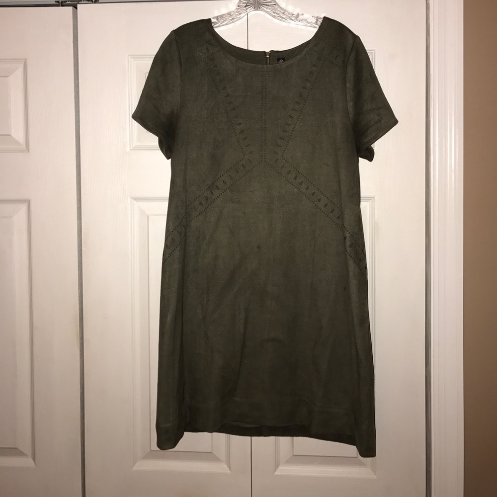 Suede Green Shirt Dress