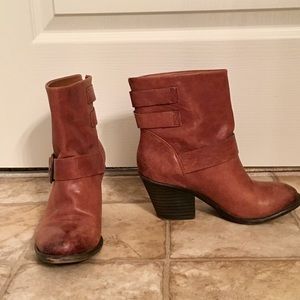 Lucky brand distressed leather ankle boots