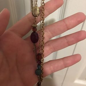 Long gold statement necklace