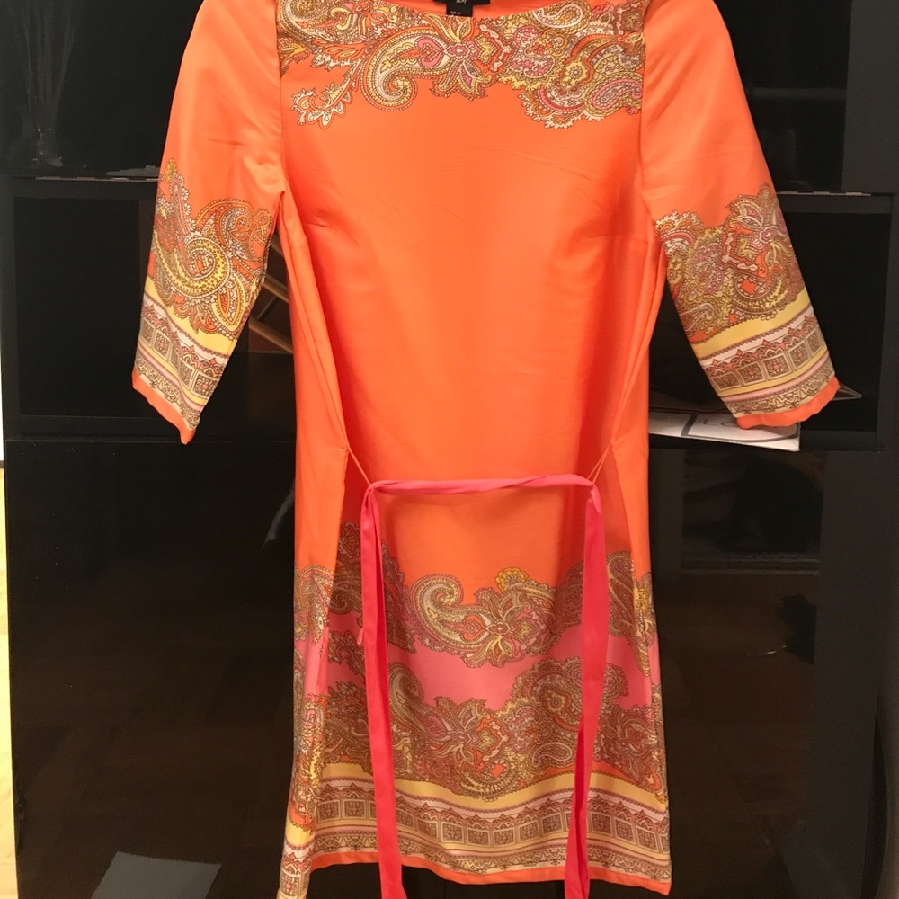 H and M orange dress with paisley print