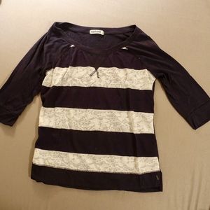 Garage Striped Lace Top