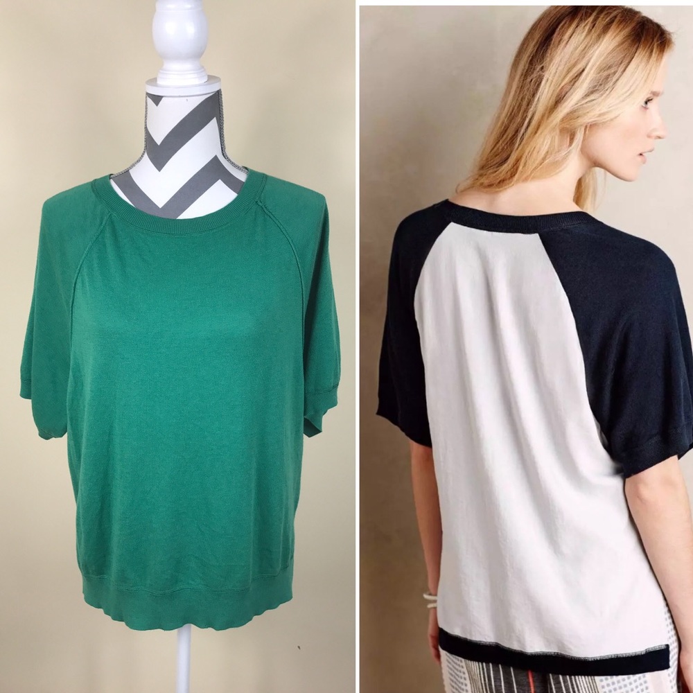💍 MOTH Anthro Green Gray East Falls Pullover Top
