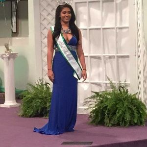 Blue pageant prom dress