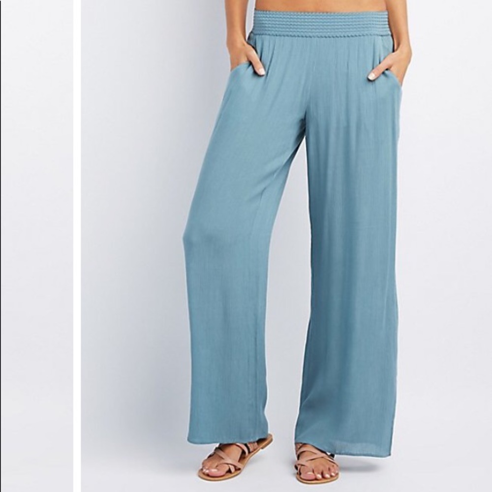 Light Blue Gauze Palazzo Pants
