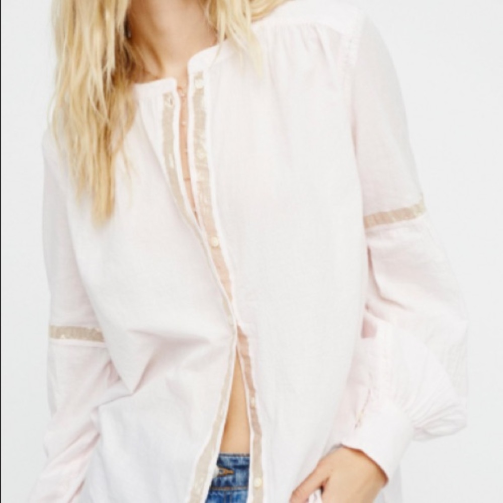 Free People Shimmer Detail Button-Down