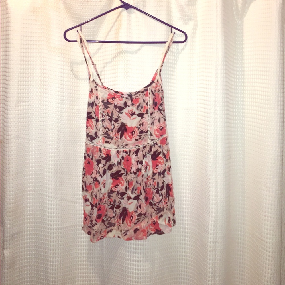 Floral Tank Top with Lace Straps