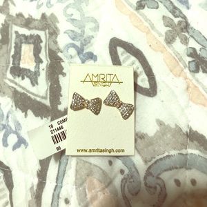 Rhinestone Bow Earrings.