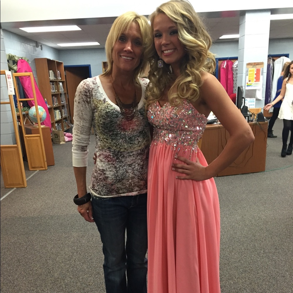 Long Pink Jeweled Dress