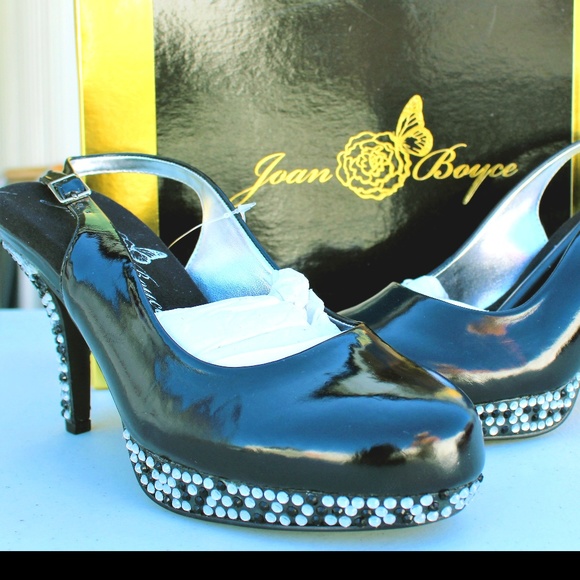 Joan Boyce  Black Patent Leather Platforms - Picture 1 of 3