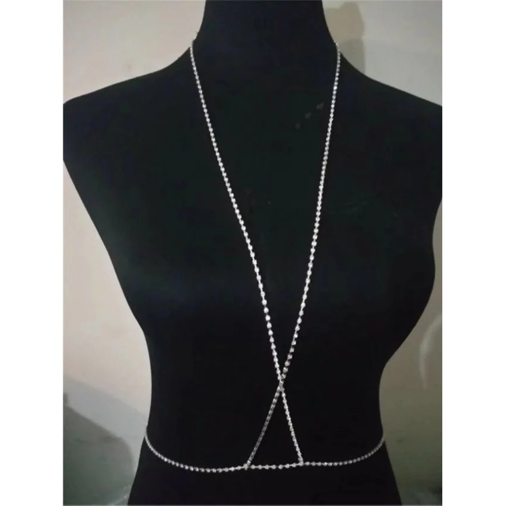 Rhinestone bra bralette bodychain (silver and gold - Picture 2 of 3