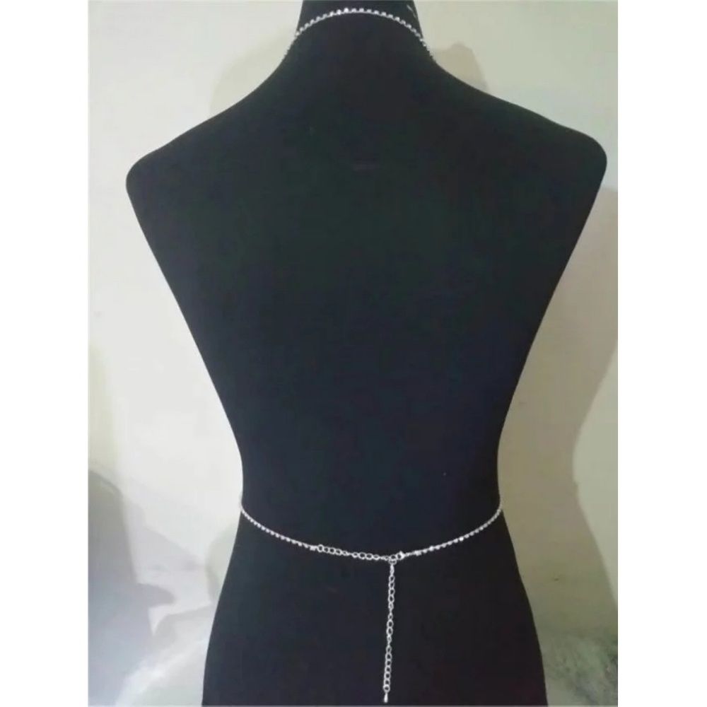 Rhinestone bra bralette bodychain (silver and gold - Picture 3 of 3