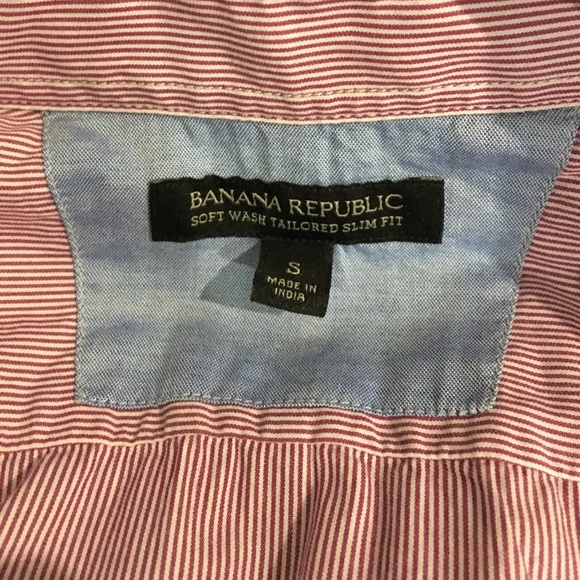 Banana Republic Button Up Soft Wash Tailored Slim Fit Shirt Red Men's Size Small - Picture 4 of 4