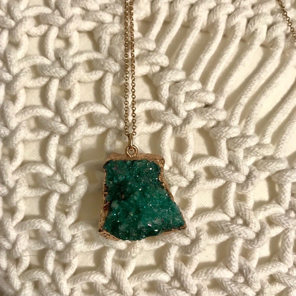 Long Turquoise Geode Necklace