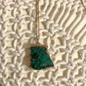 Long Turquoise Geode Necklace