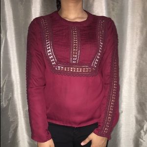 Burgundy Long Sleeve Top