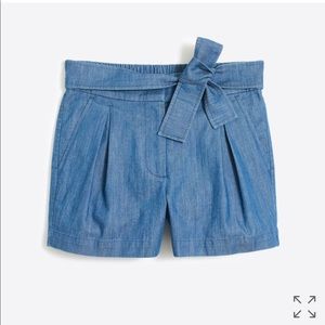Chambray tie waist shorts