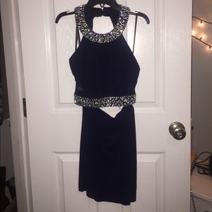 B. Darlin 2 Piece Navy Jeweled Homecoming Dress